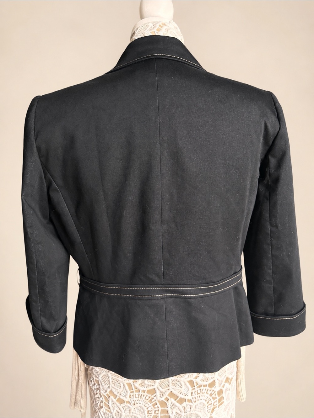 Tahari Arthur S Levine Y2K Belted Charcoal Blazer Gold Hardware Sz 10 - Picture 4 of 17